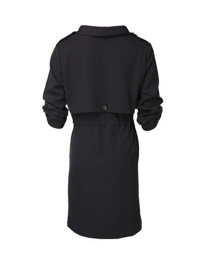 Gabardina holgada de color liso con cintura ajustada y mangas enrolladas de longitud media para mujer