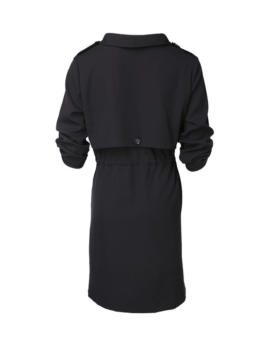 Gabardina holgada de color liso con cintura ajustada y mangas enrolladas de longitud media para mujer