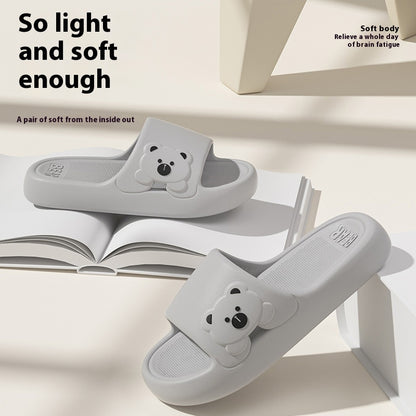 Bonitas zapatillas de casa con diseño de oso, de verano, a la moda, con suela gruesa, antideslizantes, para baño, para mujer y hombre, para parejas.