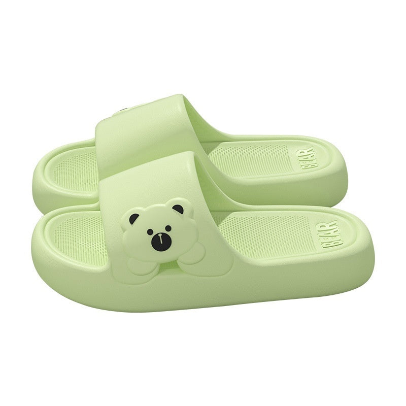 Bonitas zapatillas de casa con diseño de oso, de verano, a la moda, con suela gruesa, antideslizantes, para baño, para mujer y hombre, para parejas.
